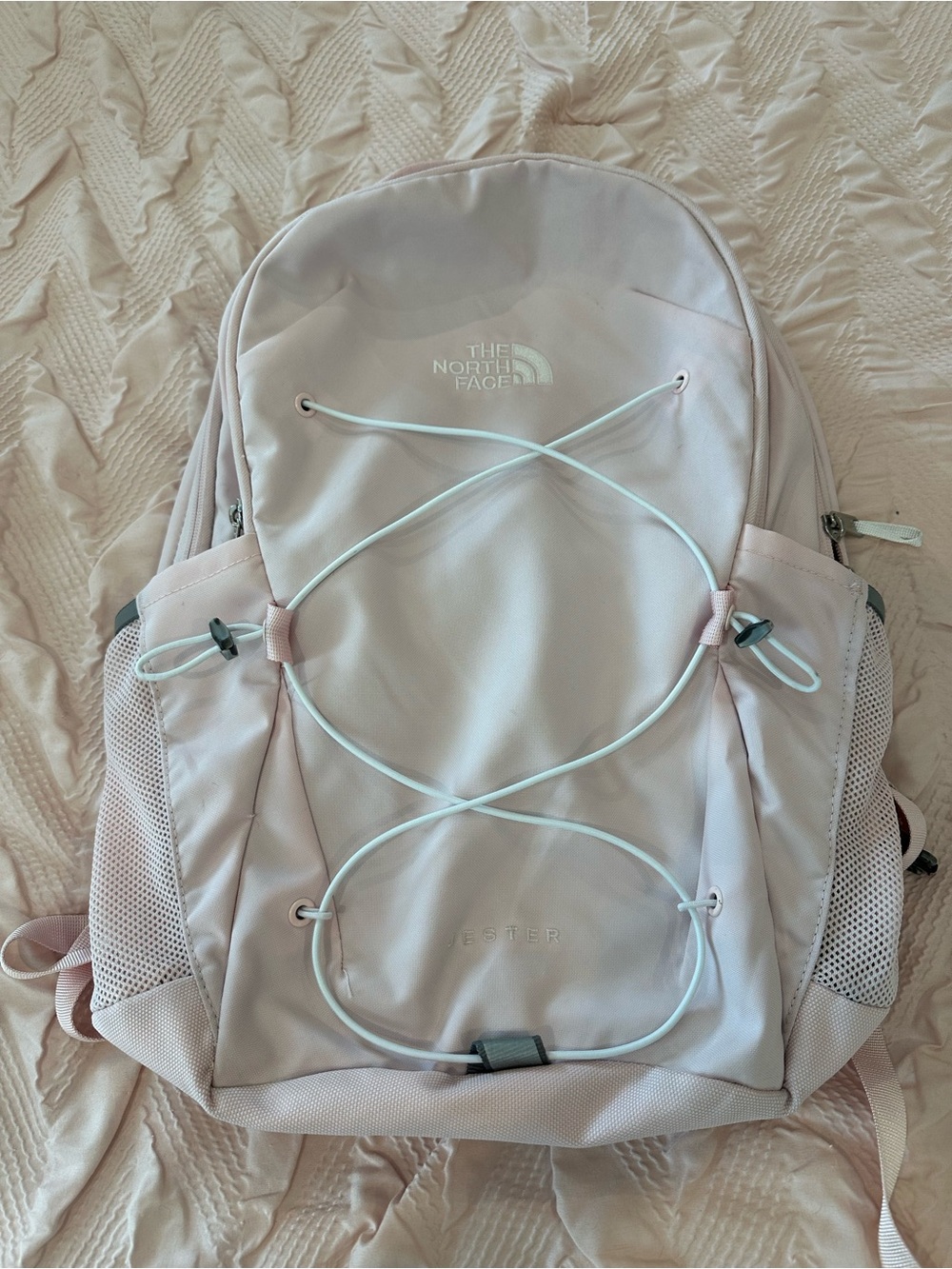 The North Face Light Pink Backpack with Bungee